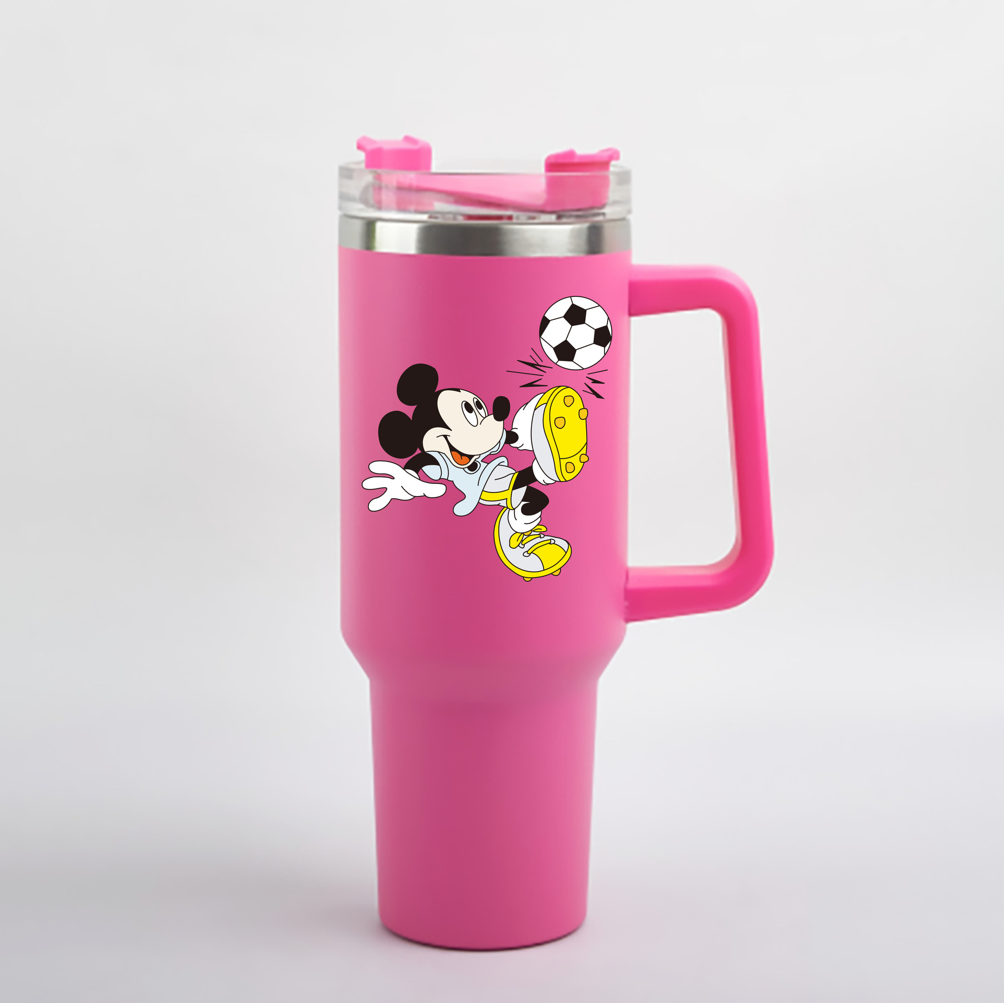 （画像用） ミッキーマウス Mickey Mouse 1200mL車用タンブラー - クリスタルステッカー（プラスチックストロー付き）